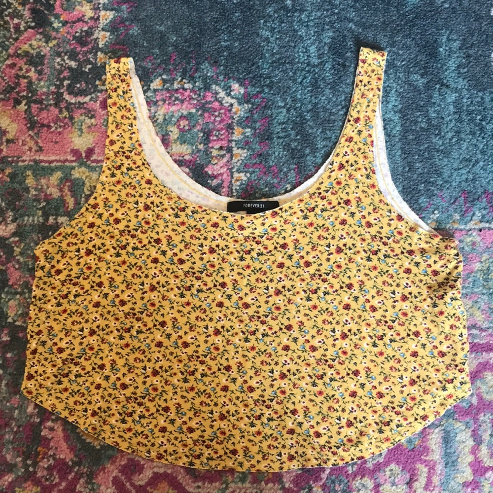 Forever21 yellow ditsy floral crop!